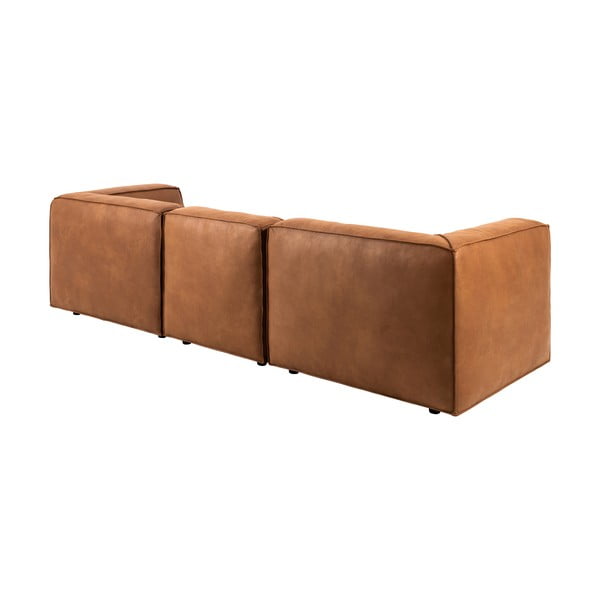 Koňakovohnedá rohová pohovka z recyklovanej kože Bonami Selection Fairfield, pravý roh, 282 cm-image-4