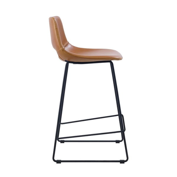 Koňakovohnedá barová stolička z imitácie kože (výška sedadla 65 cm) Zahara – Kave Home-image-3