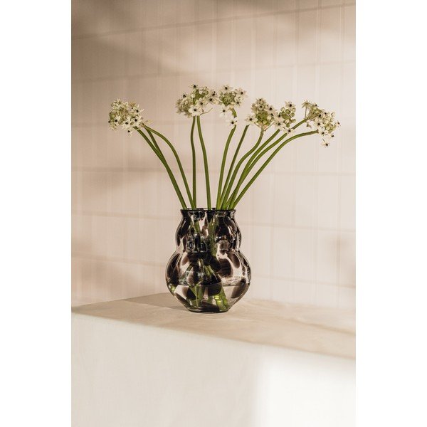 Tmavohnedá sklenená ručne vyrobená váza (výška  22 cm) Dam – noo.ma-image-1