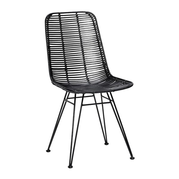 Čierna ratanová stolička Hübsch Bergitte