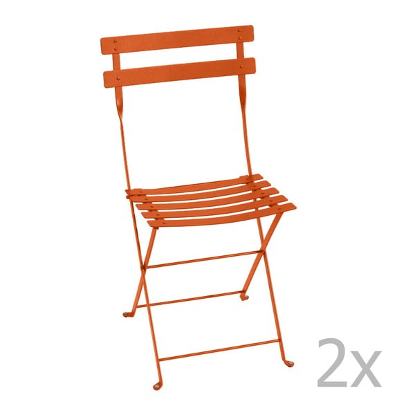 Sada 2 oranžových skladacích stoličiek Fermob Bistro