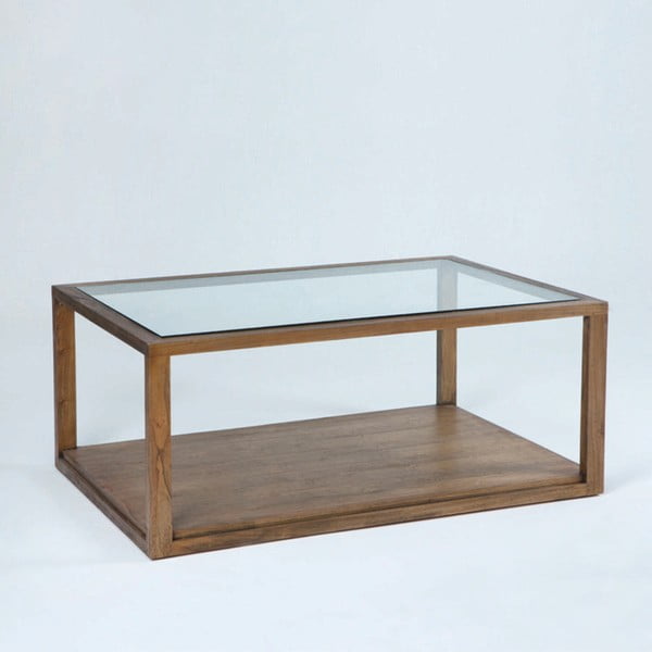 Konferenčný stôl z lakovaného dreva a skla Thai Natura, 110 × 70 cm