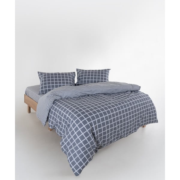 Sivé obliečky na dvojlôžko/predĺžené z bavlny Renforcé 240x220 cm Linear Calm Geometric – Mila Home Luxury-image-2