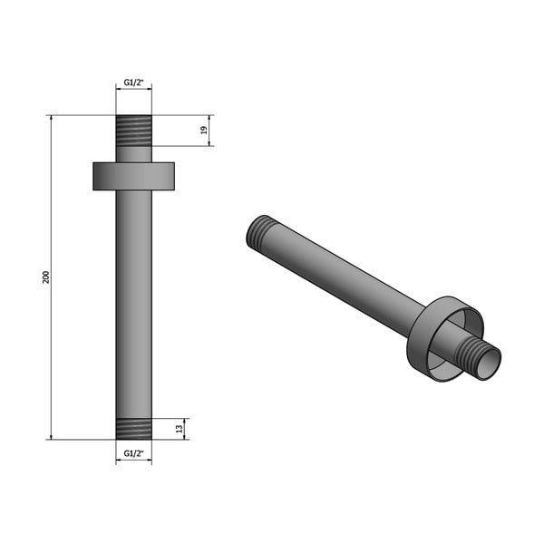 Matne čierny mosadzný diel na pripojenie sprchy – Sapho-image-1