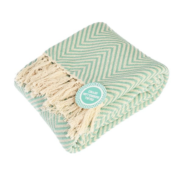 Bavlnená deka v mentolovej farbe 150x235 cm Herringbone – Rex London