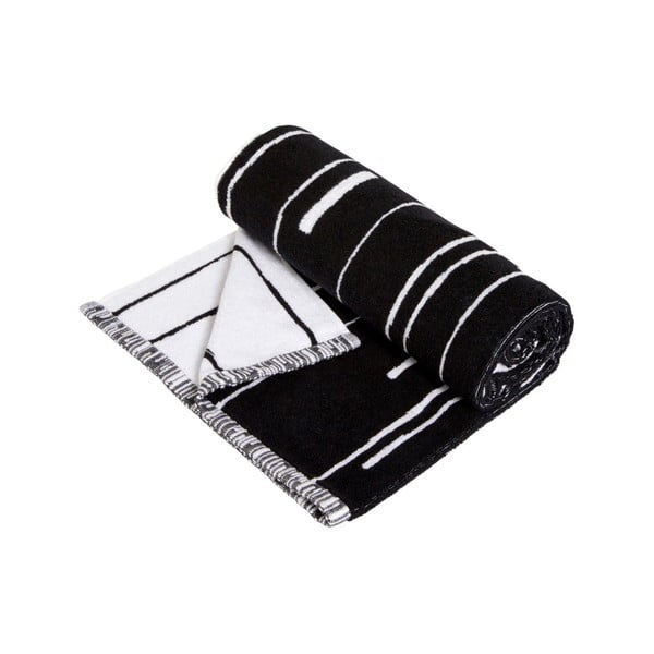 Čierno-biela bavlnená osuška OYOY Puun, 100 × 50 cm