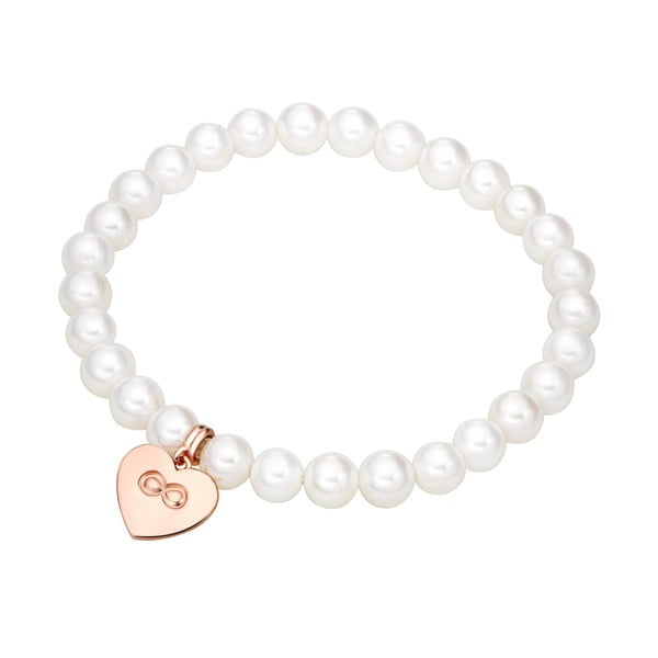 Biely perlový náramok s príveskom Nova Pearls Copenhagen Heart, dĺžka 20 cm