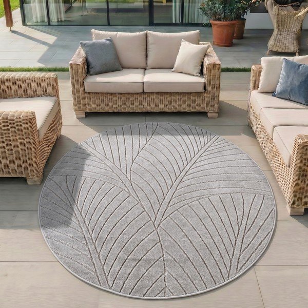 Okrúhly vnútorný a vonkajší koberec v striebornej farbe ø 160 cm Nova 1203 – Ayyildiz Carpets-image-1