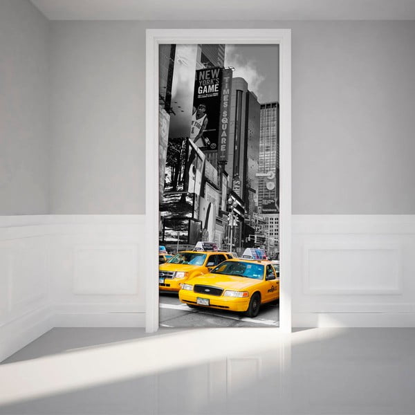 Adhezívna samolepka na dvere Ambiance Time Square Taxis