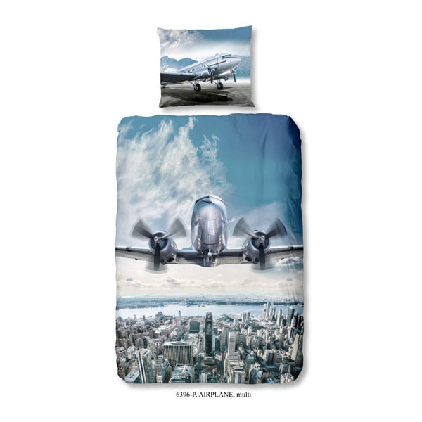 Detské bavlnené obliečky na jednolôžko Good Morning Airplane, 140 × 200 cm