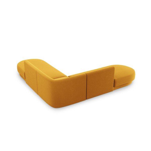 Zamatová rohová pohovka v horčicovej farbe Miley – Micadoni Home-image-4
