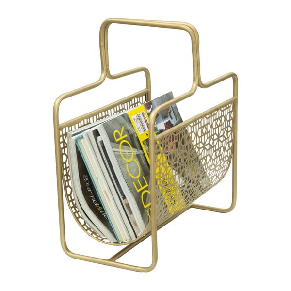 Kovový stojan na časopisy v zlatej farbe Mauro Ferretti Trivola-image-3