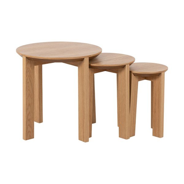 Okrúhle odkladacie stolíky v súprave 3 ks v dekore duba ø 50 cm Maxime - Actona-image-3