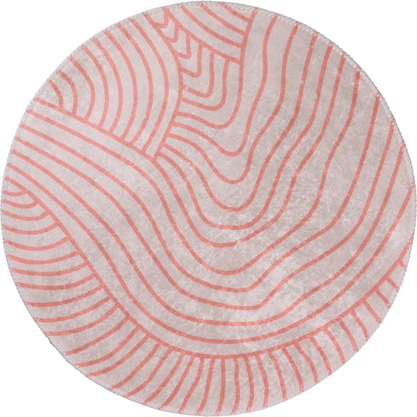 Umývateľný okrúhly koberec vo svetloružovo-krémovej farbe ø 120 cm Yuvarlak – Vitaus