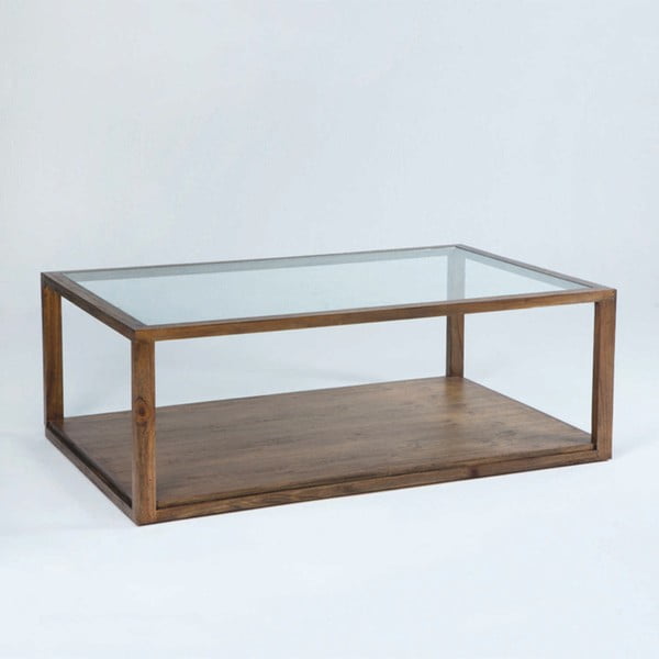 Konferenčný stôl z lakovaného dreva a skla Thai Natura, 130 × 80 cm
