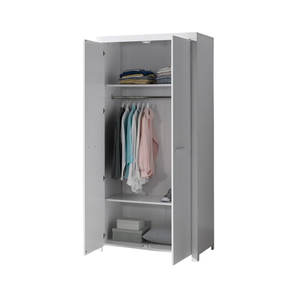 Biela šatníková skriňa Vipack Erik, 205 × 57 × 99 cm-image-1