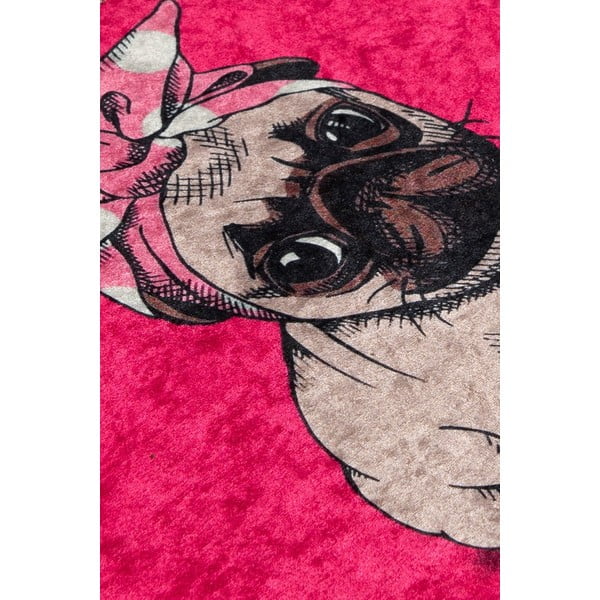 Ružová kúpeľňová predložka 40x60 cm Pink Pug – Foutastic-image-2
