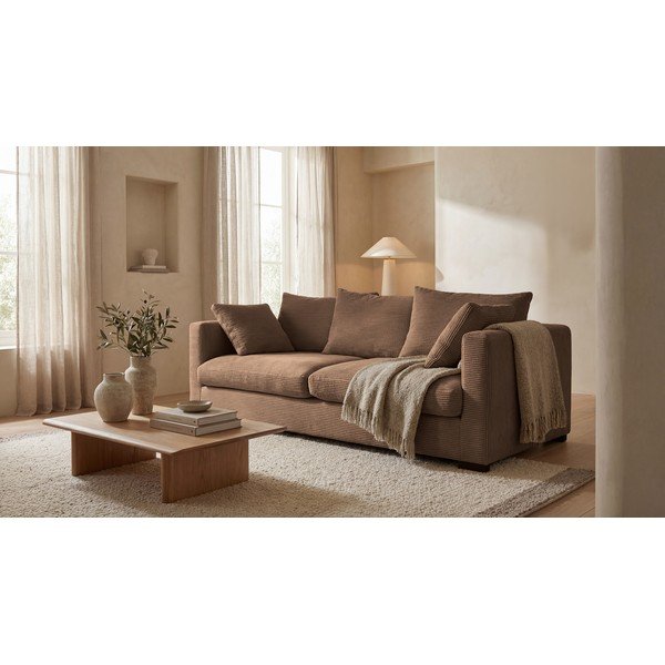 Svetlohnedá menčestrová pohovka 220 cm Comfy – Scandic-image-1