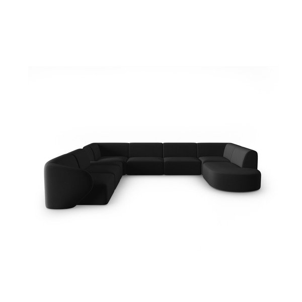 Čierna zamatová rohová pohovka (ľavý roh/do "U") Paolo – Milo Casa