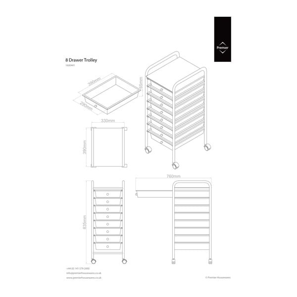 Plastový pojazdný regál v bielo-striebornej farbe 33x83 cm – Premier Housewares-image-1