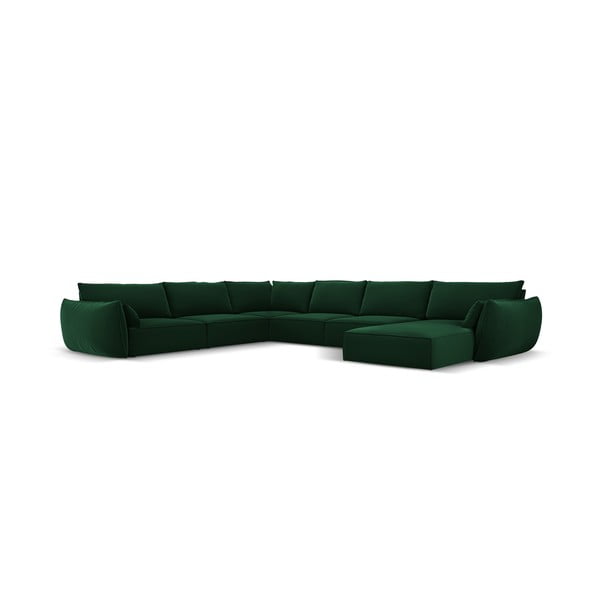 Tmavozelená zamatová rohová pohovka (ľavý roh/do "U") Vanda – Mazzini Sofas-image-2