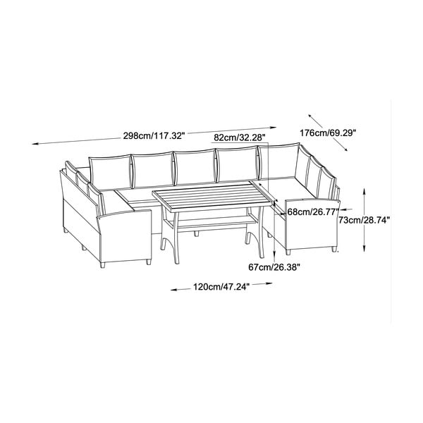 Béžová záhradná lounge súprava pre 9 Ventura – Unique Furniture-image-4