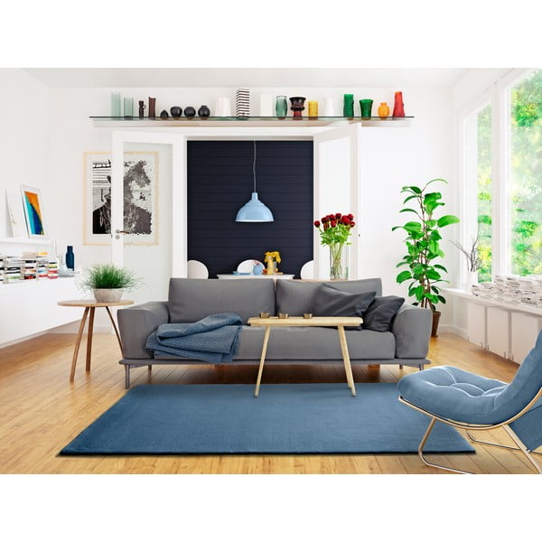 Modrý koberec Universal Berna Liso, 80 x 150 cm-image-1