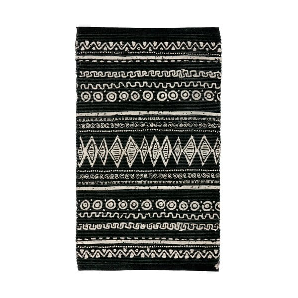 Čierno-biely bavlnený koberec Webtappeti Ethnic, 55 x 140 cm