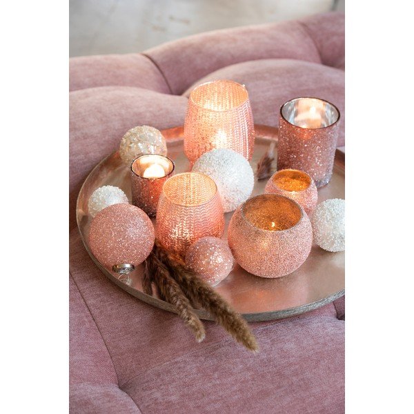 Súprava 8 bielych sklenených vianočných ozdôb J-Line Pearl-image-1