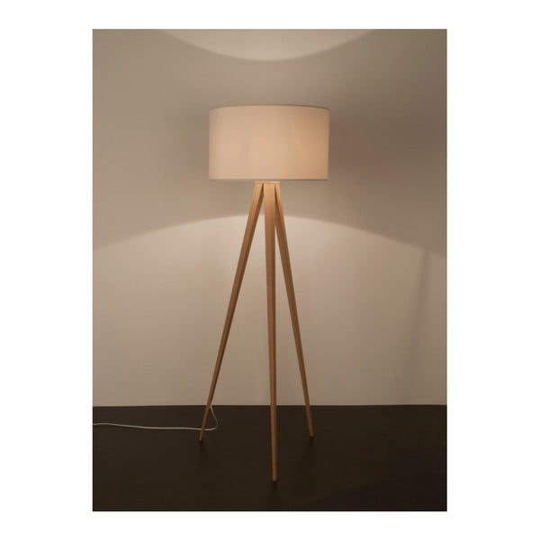 Biela stojacia lampa Zuiver Tripod Wood-image-1