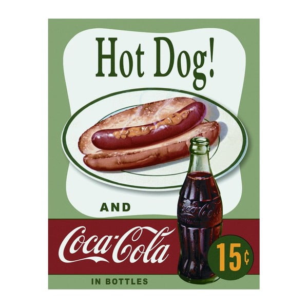 Plechová ceduľa Hot Dog & Cola, 30x40 cm