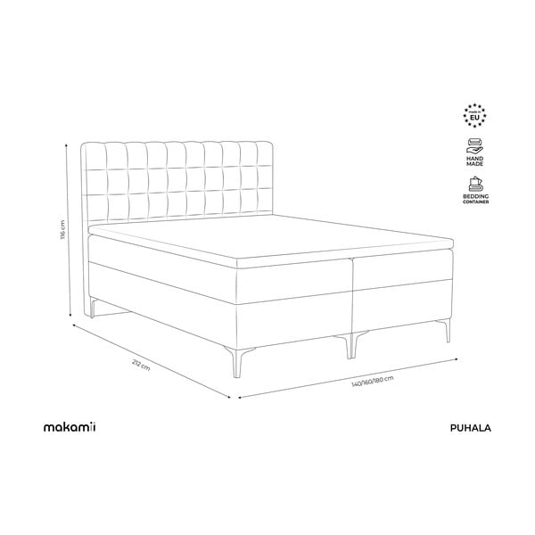 Svetlomodrá boxspring posteľ s úložným priestorom 180x200 cm Puhala – Makamii-image-3