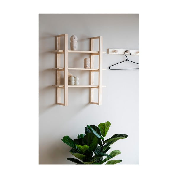 Poschodová polica z masívu paulownie v prírodnej farbe 48 cm Santiago – House Nordic-image-4