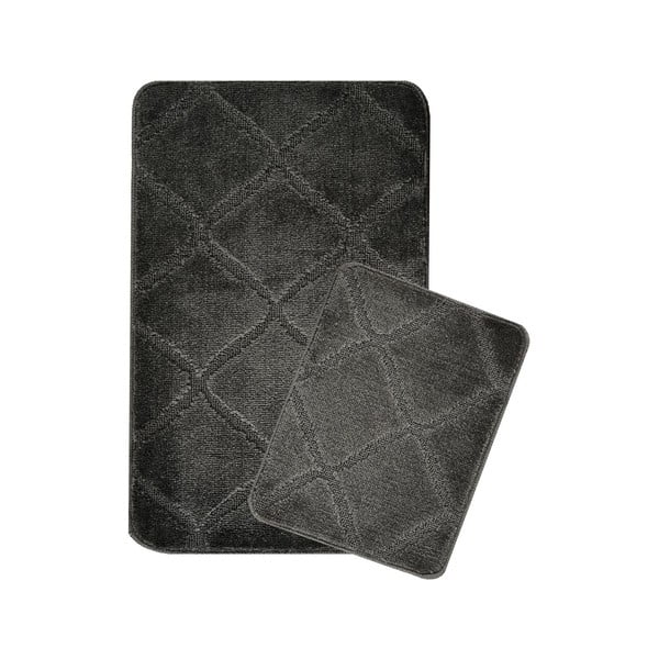 Antracitové kúpeľňové predložky v súprave 2 ks 50x80 cm Cizgili – Foutastic