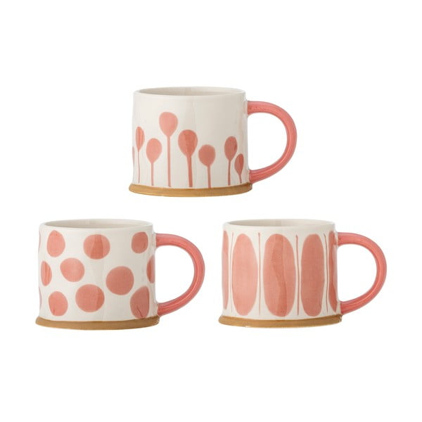 Hrnčeky v súprave 3 ks z kameniny v lososovej farbe/krémovej 450 ml Linora – Bloomingville