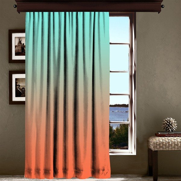 Oranžovo-tyrkysový záves Curtain Tageho, 140 × 260 cm-image-1