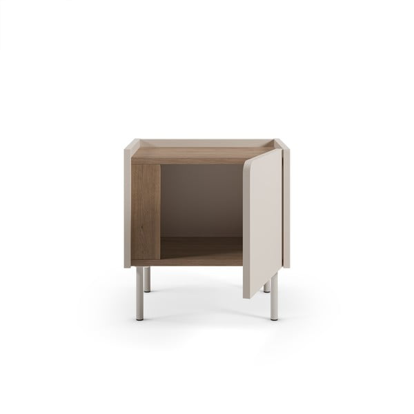 Krémovobiely/v prírodnej farbe nočný stolík v dekore duba Lucile – Marckeric-image-4