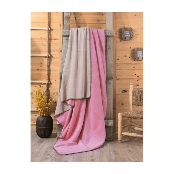 Ružovo-béžová deka Sandra, 200 × 220 cm