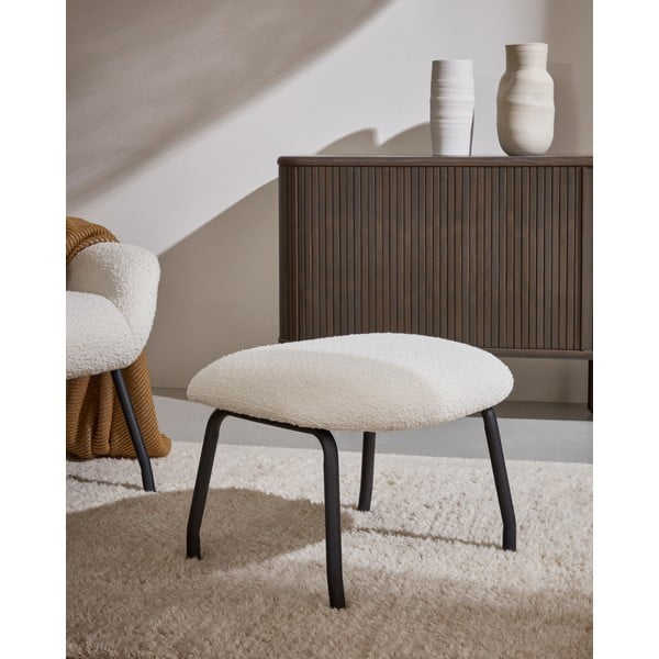 Krémový taburet z textílie buklé Belina – Kave Home-image-4