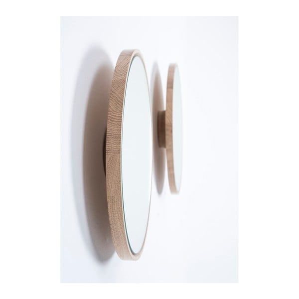 Nástenné zrkadlo s rámom z masívneho dubového dreva Gazzda Look, ⌀ 32 cm-image-3