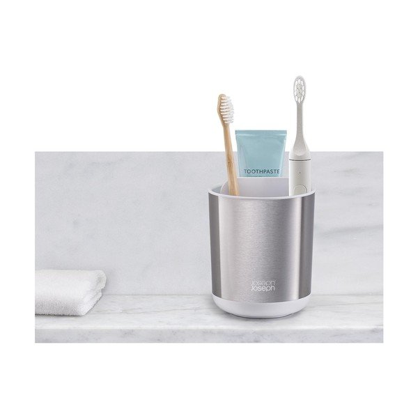 Téglik na zubné kefky z nehrdzavejúcej ocele v striebornej farbe Duo Steel – Joseph Joseph-image-4
