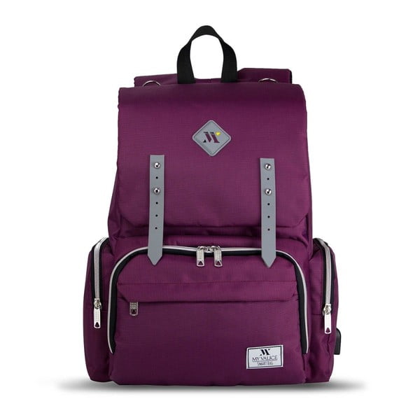 Fialový batoh pre mamičky s USB portom My Valice MOTHER STAR Baby Care Backpack-image-2
