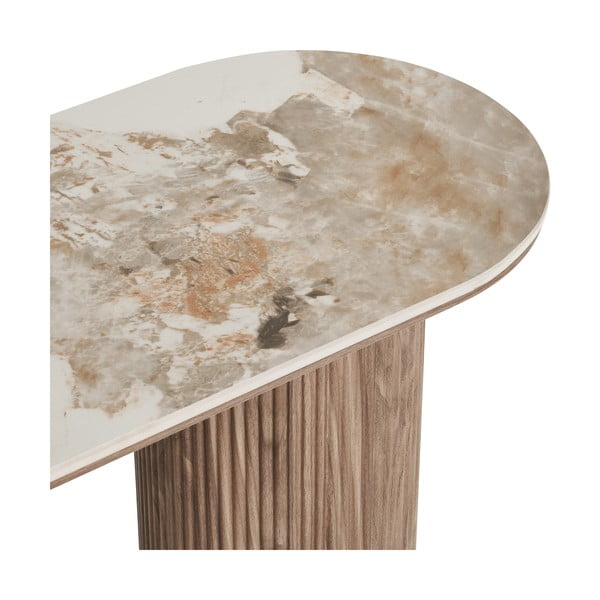 Béžový/v prírodnej farbe konzolový stolík s doskou v dekore mramoru 40x120 cm Athens – House Nordic-image-3