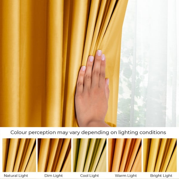 Žltý zamatový dimout záves 140x245 cm Eyelets – Restilo-image-4