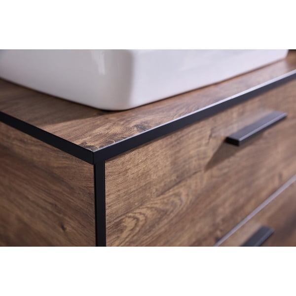 Hnedá závesná skrinka v dekore duba bez umývadla 71x51 cm Set 374 - Pelipal-image-4