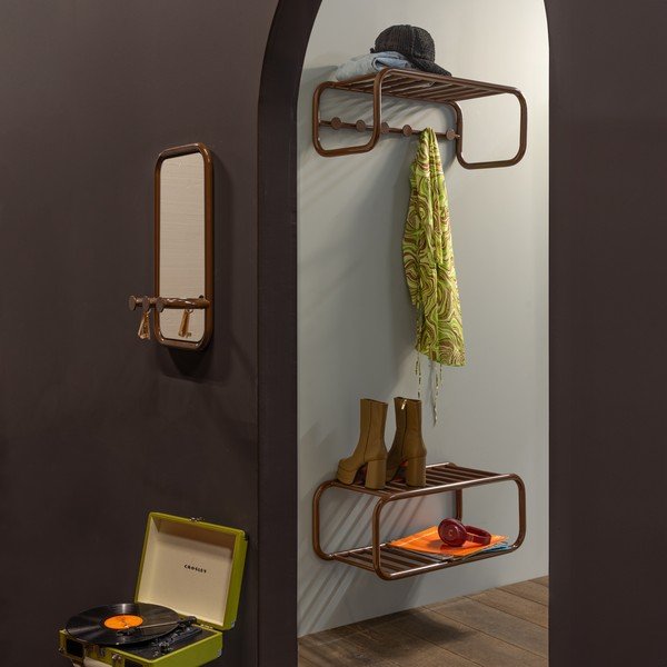 Tmavohnedý kovový vešiakový panel 35x60x11 cm Retro – Spinder Design-image-1