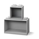 Súprava 2 detských sivých nástenných políc LEGO® Brick