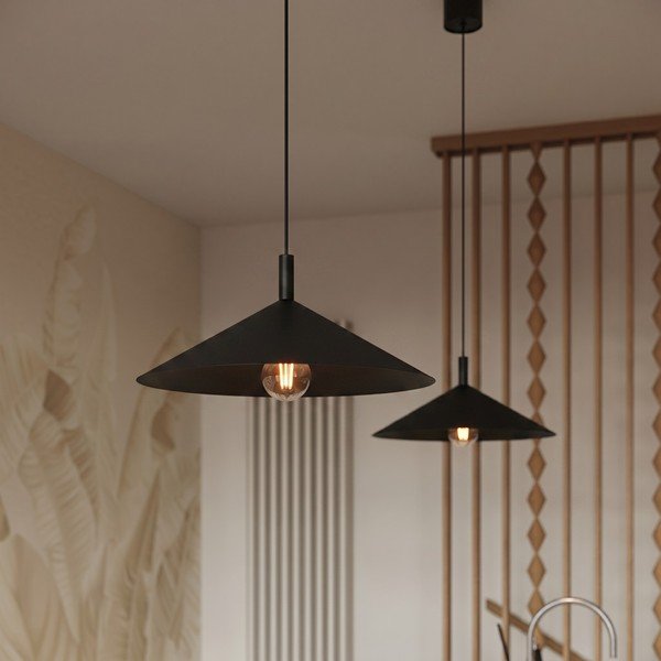 Čierne oceľové závesné svietidlo ø 40 cm Zylo – Sollux-image-1