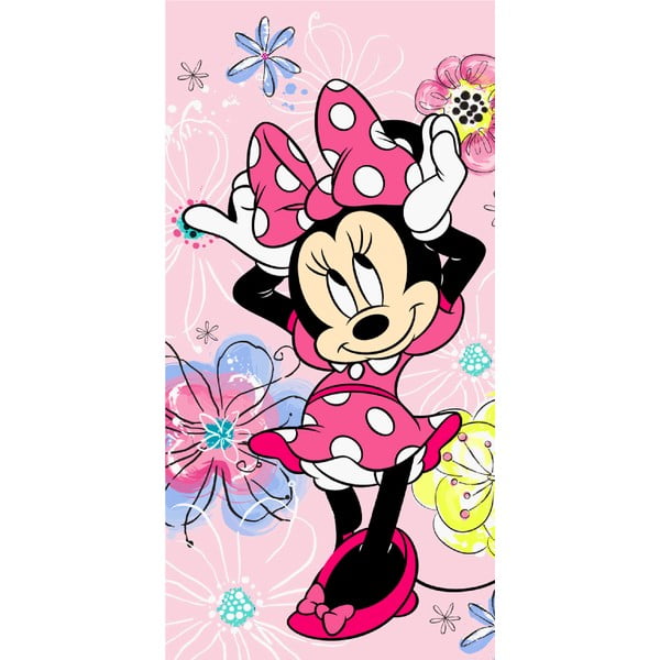 Ružová bavlnená detská osuška 70x140 cm Minnie "Pink bow" – Jerry Fabrics