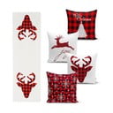 Súprava 4 vianočných obliečok na vankúš a behúň na stôl Minimalist Cushion Covers Christmas Tartan